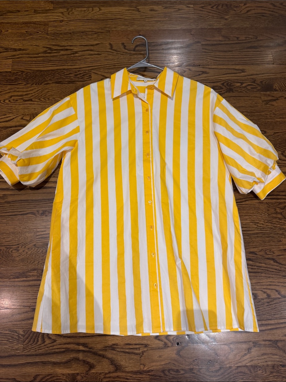 English Factory Yellow & White Vertical Stripe Button-Up Dress